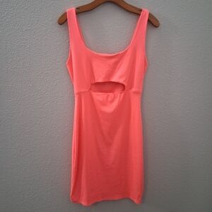 Queen Bees Neon Coral Orange Bodycon Dress With Front Cut Out Medium